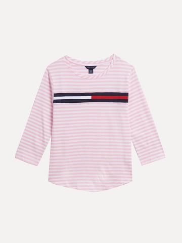 Lány Tommy Hilfiger Totyogó' Stripe Felsők Rózsaszín | HU 1966NWY